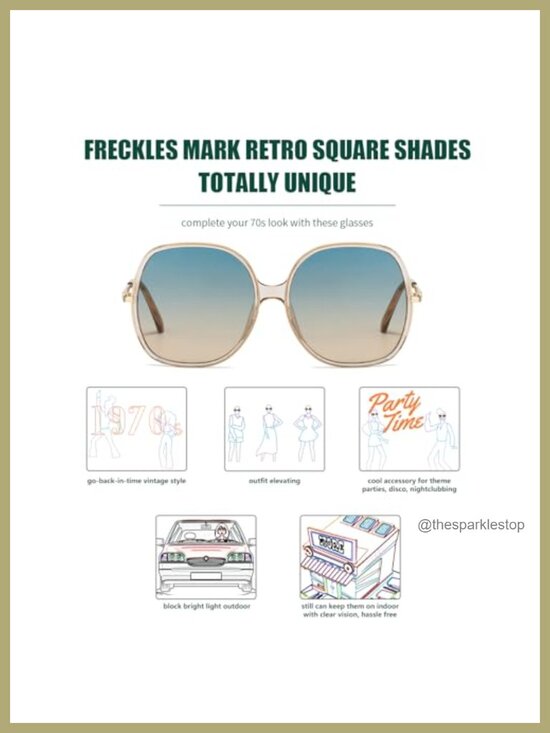 Vintage 70s Oversized Square Sunglasses Women UV400 Plastic Metal Frame main image 5